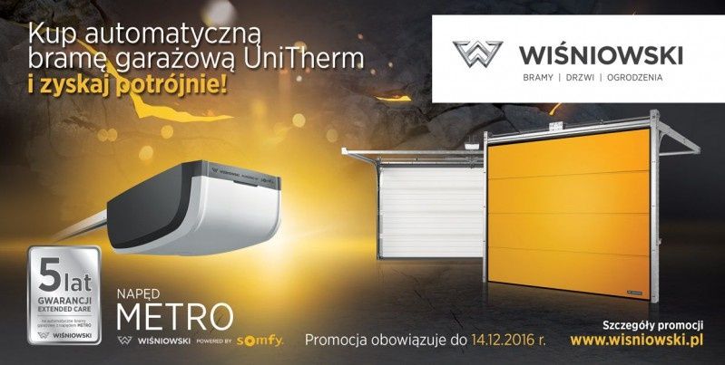 Jesienna promocja WIŚNIOWSKI na bramy UniTherm przedłużona do 14 grudnia 2016!