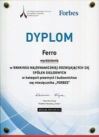 FERRO laureatem Rankingu najdynamiczniej rozwijających się spółek giełdowych