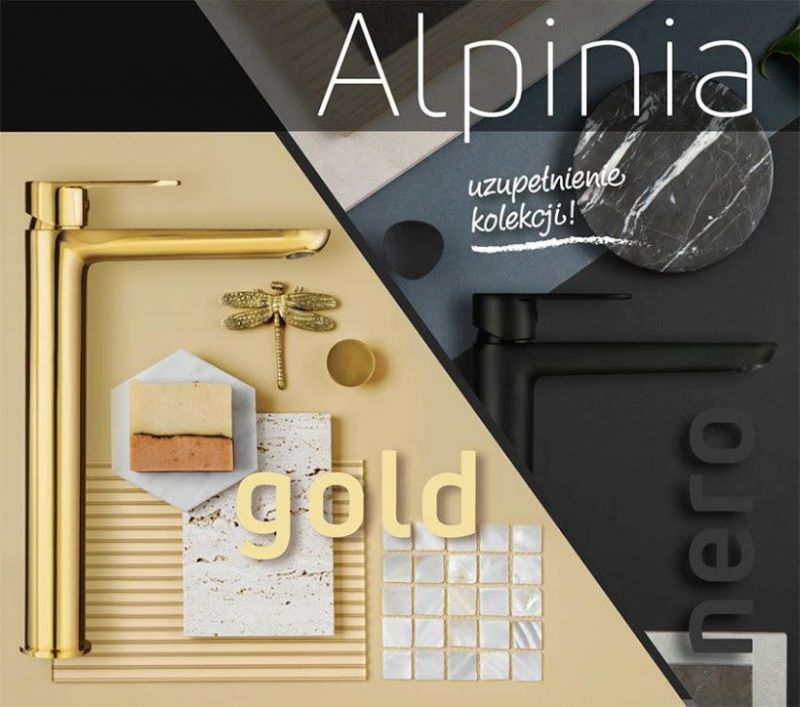 Dobrze już znana kolekcja Alpinia została wzbogacona o dwa nowe wykończenia: ekstrawaganckie złoto i głęboką, matową czerń