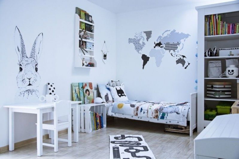 Monochromatyczny pokój dla przedszkolaka w skandynawskim stylu