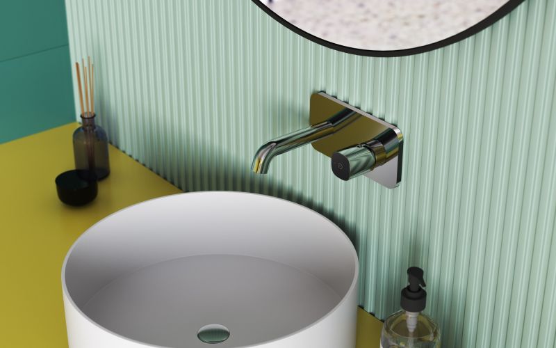 Elegancka strefa umywalki z baterią podtynkową