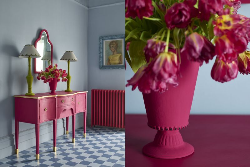 Luksusowa metamorfoza wnętrza w kolorze Capri Pink od Annie Sloan